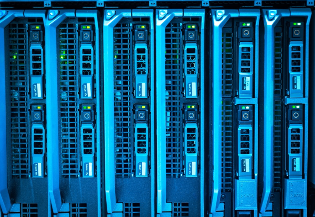 Server storage racks representing infrastructure, security and board-level technical risk