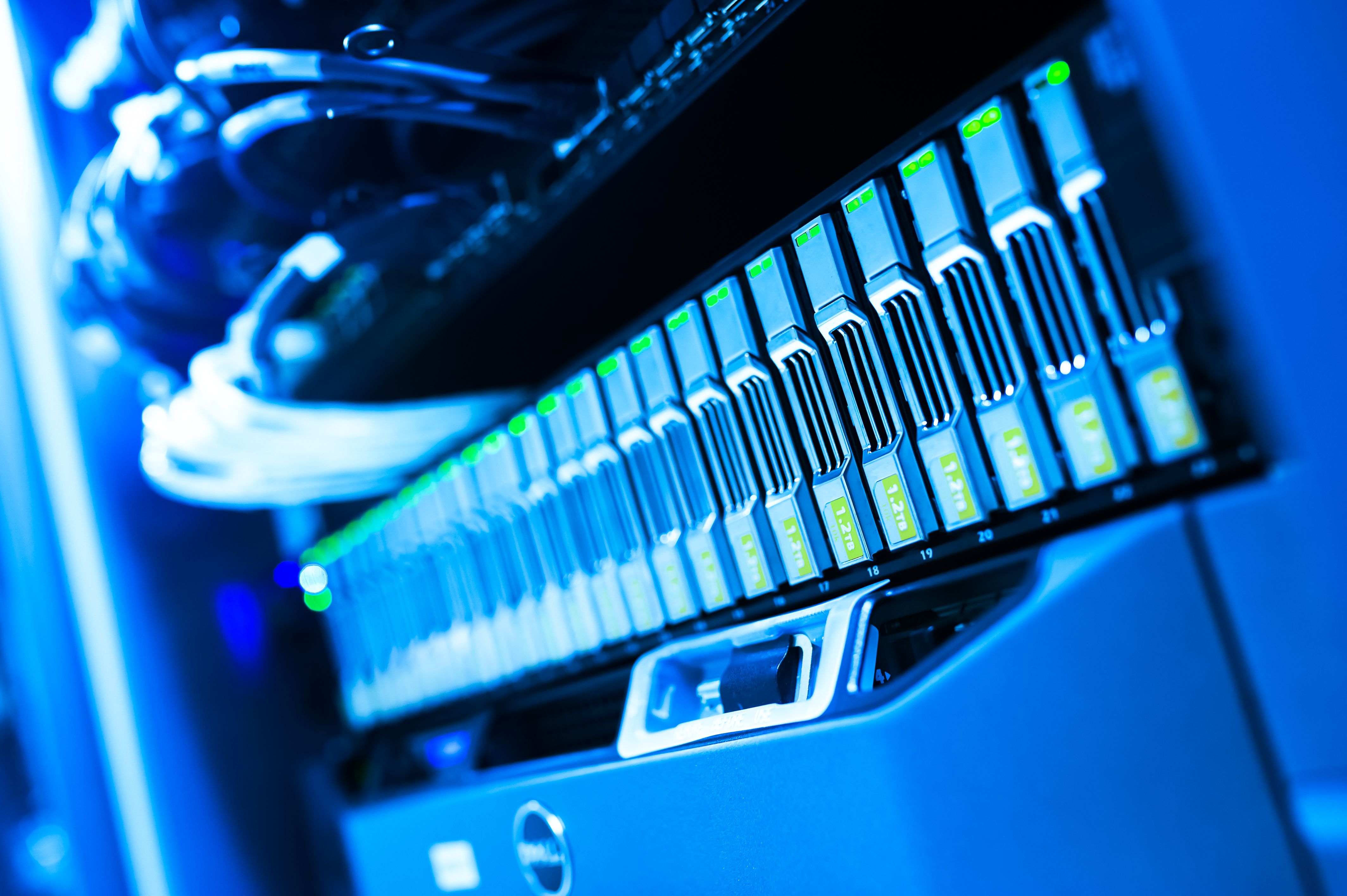 A server rack representing a public web data collection and processing platform