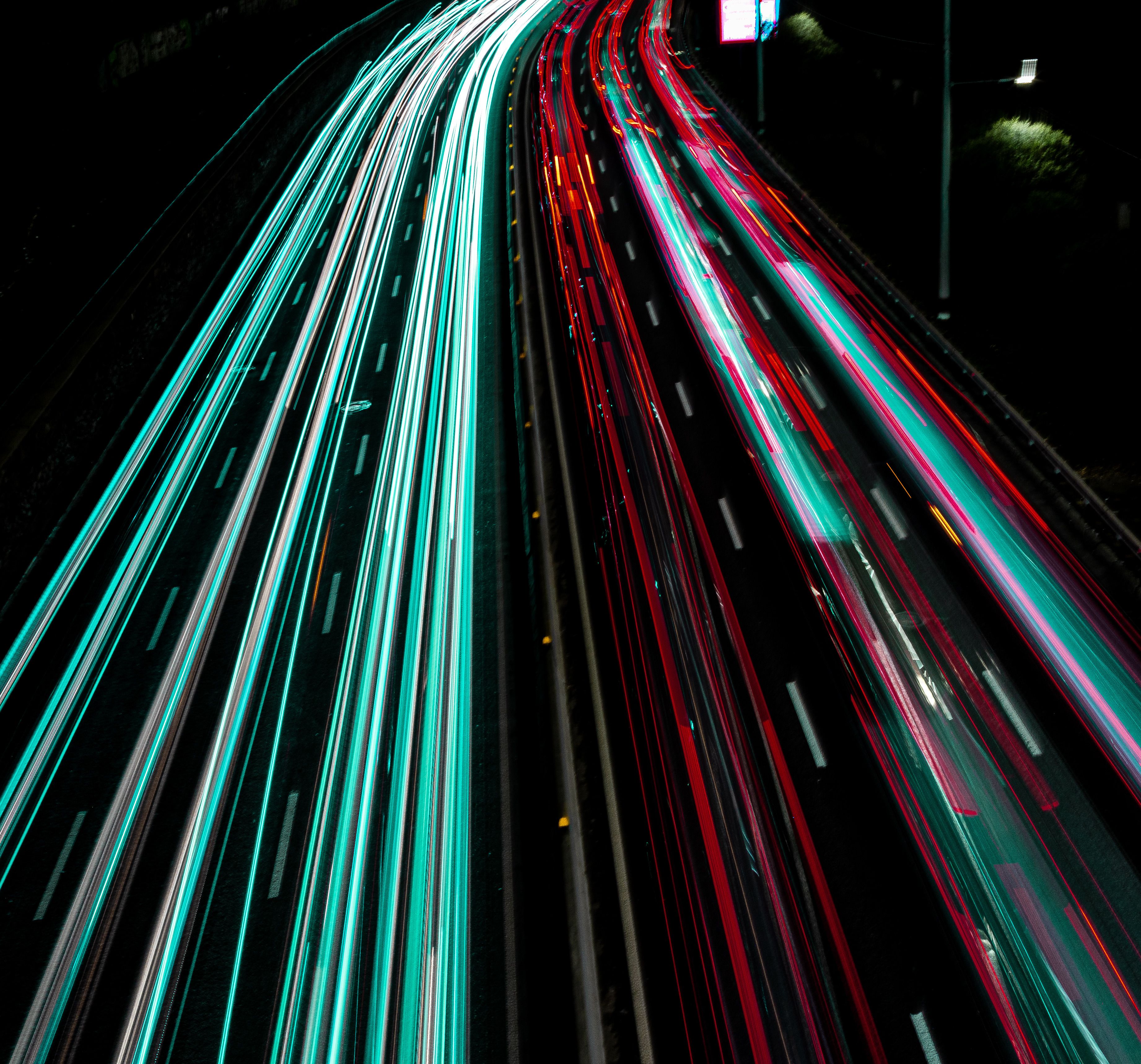 Light trails representing a focused website analytics product