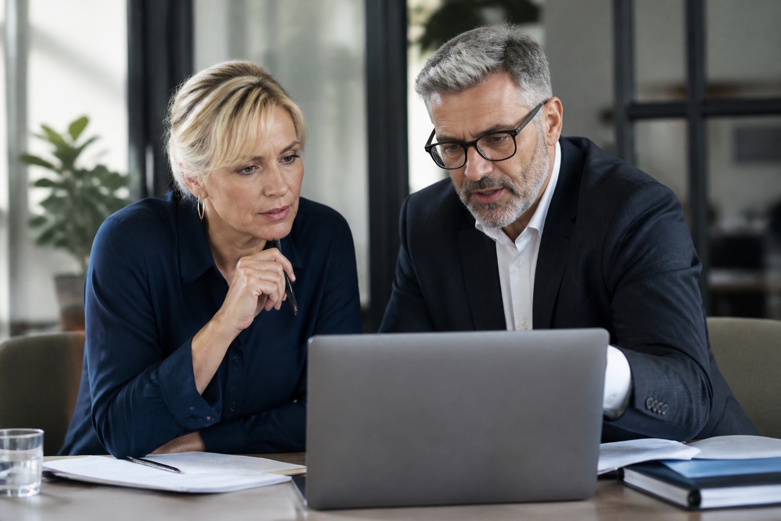 Two business leaders reviewing the evidence for a proposed AI use case