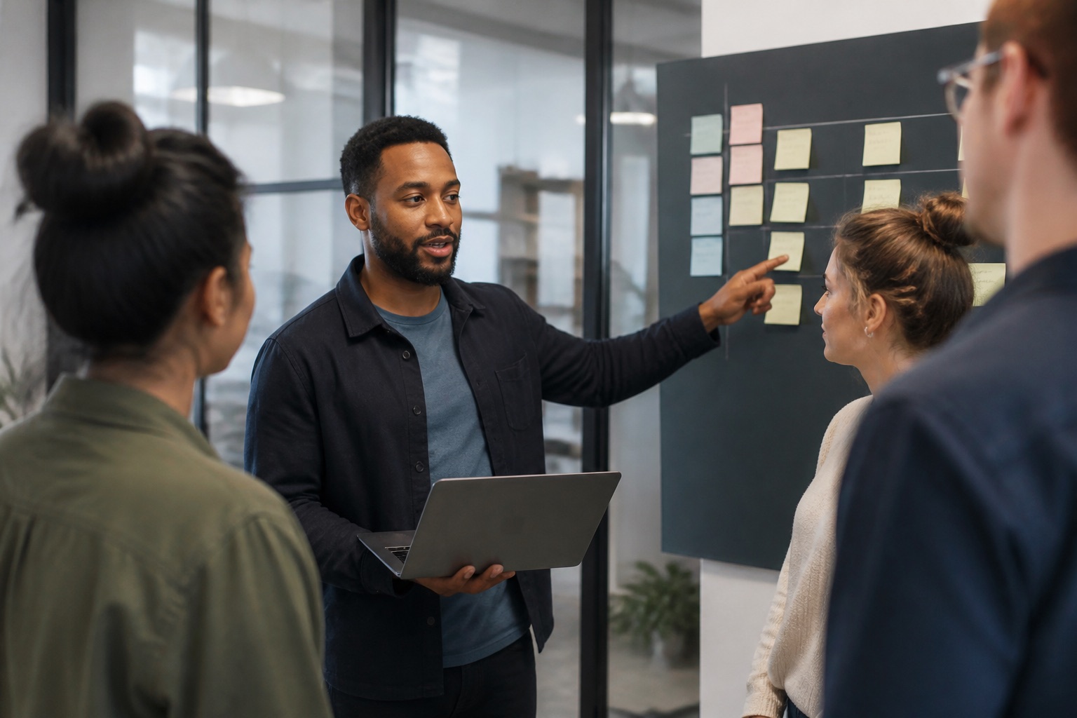 A Manchester SME team agreeing how AI-assisted work should be routed and reviewed
